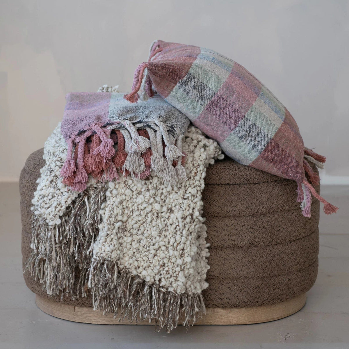 Bloomingville Bloomingville Woven New Zealand Wool Blend Shag Throw with Fringe - Little Miss Muffin Children & Home