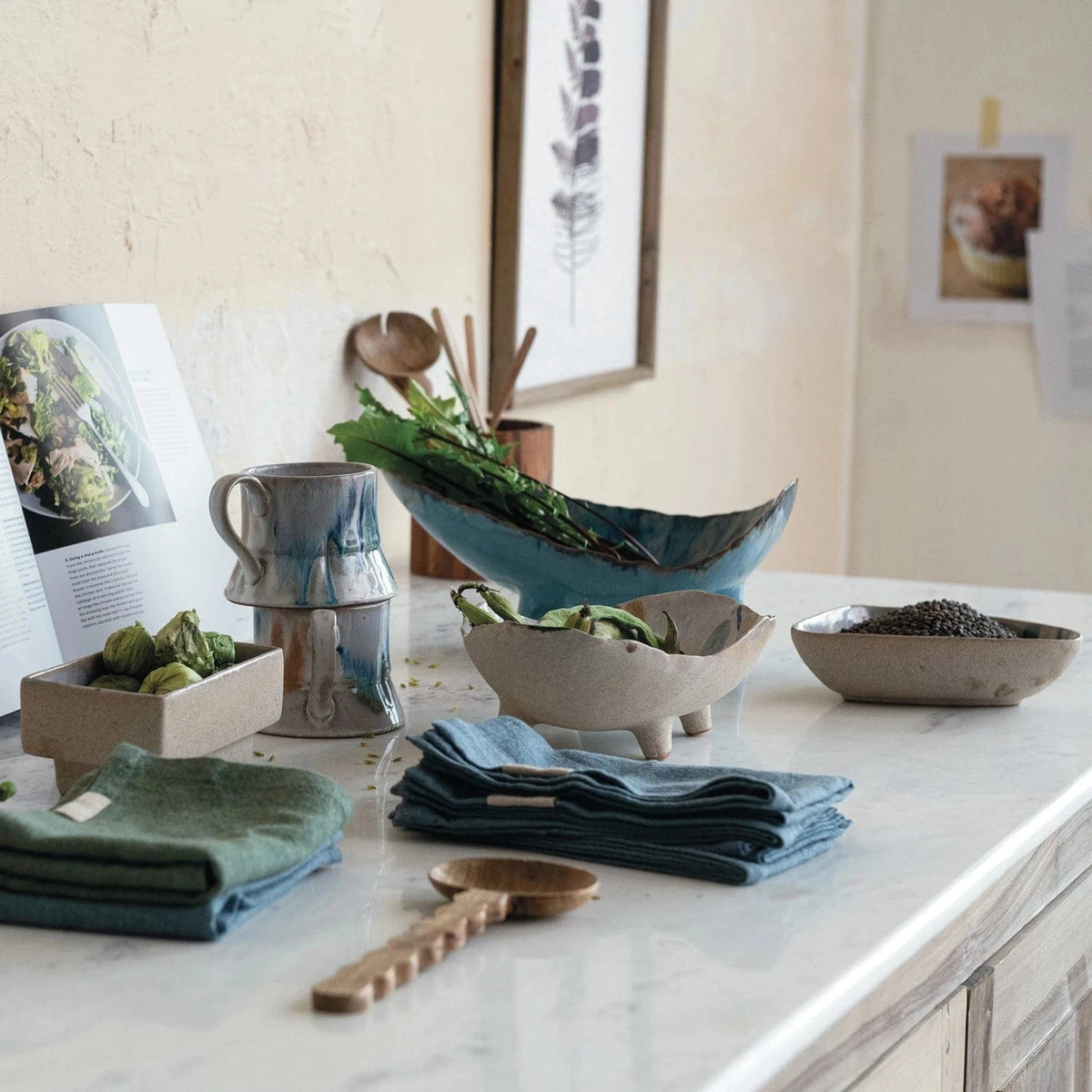 Bloomingville Stoneware Footed Organic Shaped Bowl (Each One Will Vary) - Little Miss Muffin Children & Home