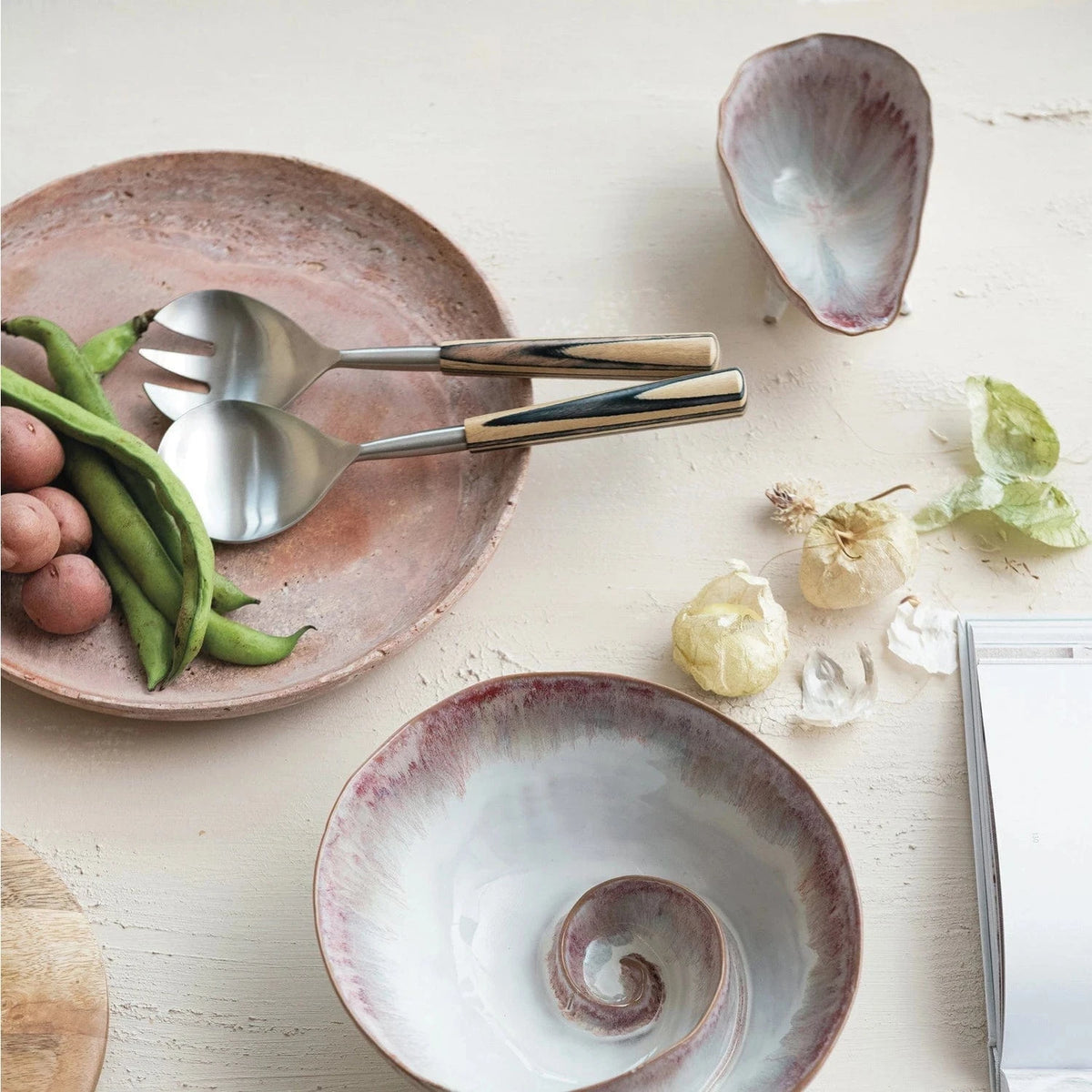 Bloomingville Stoneware Footed Bowl, Reactive Glaze (Each One Will Vary) - Little Miss Muffin Children & Home