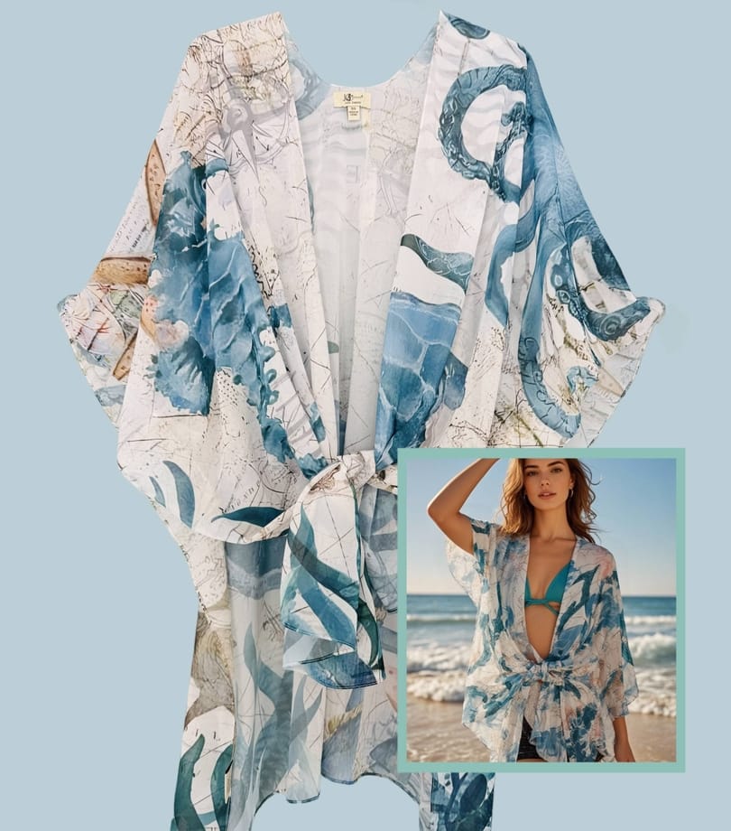 Sea Turtle, Seahorse & Octopus Ocean Spirit Kimono