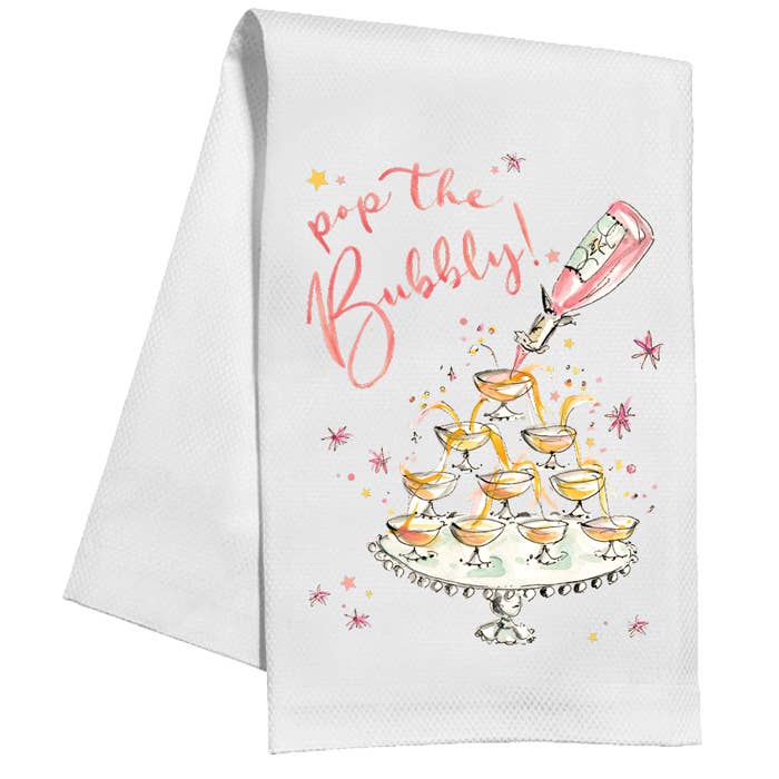 RosanneBeck Collections Pop the Bubbly Champagne Tower Kitchen Towel - Little Miss Muffin Children & Home
