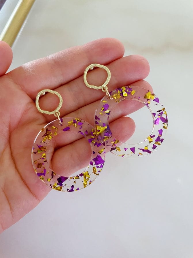 Laalee Jewelry Laalee Jewelry Purple & Gold Gameday Earrings - Little Miss Muffin Children & Home
