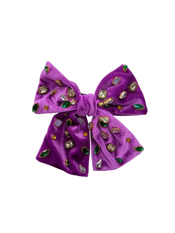 Mardi Gras Creations Mardi Gras Creations Bejeweled Velvet Bow, Purple - Little Miss Muffin Children & Home