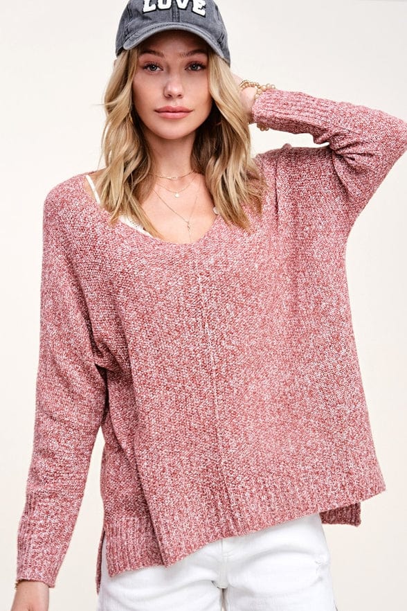 La Miel La Miel Lightweight Loose Fit V-Neck Sweater - Little Miss Muffin Children & Home