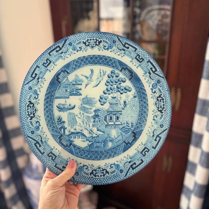 Grandmillennial China Plate Cutting Board - Blue & White