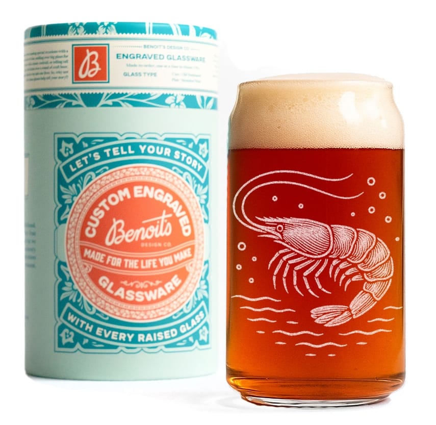 Shrimp Drinking Glass, 16oz Beer Can