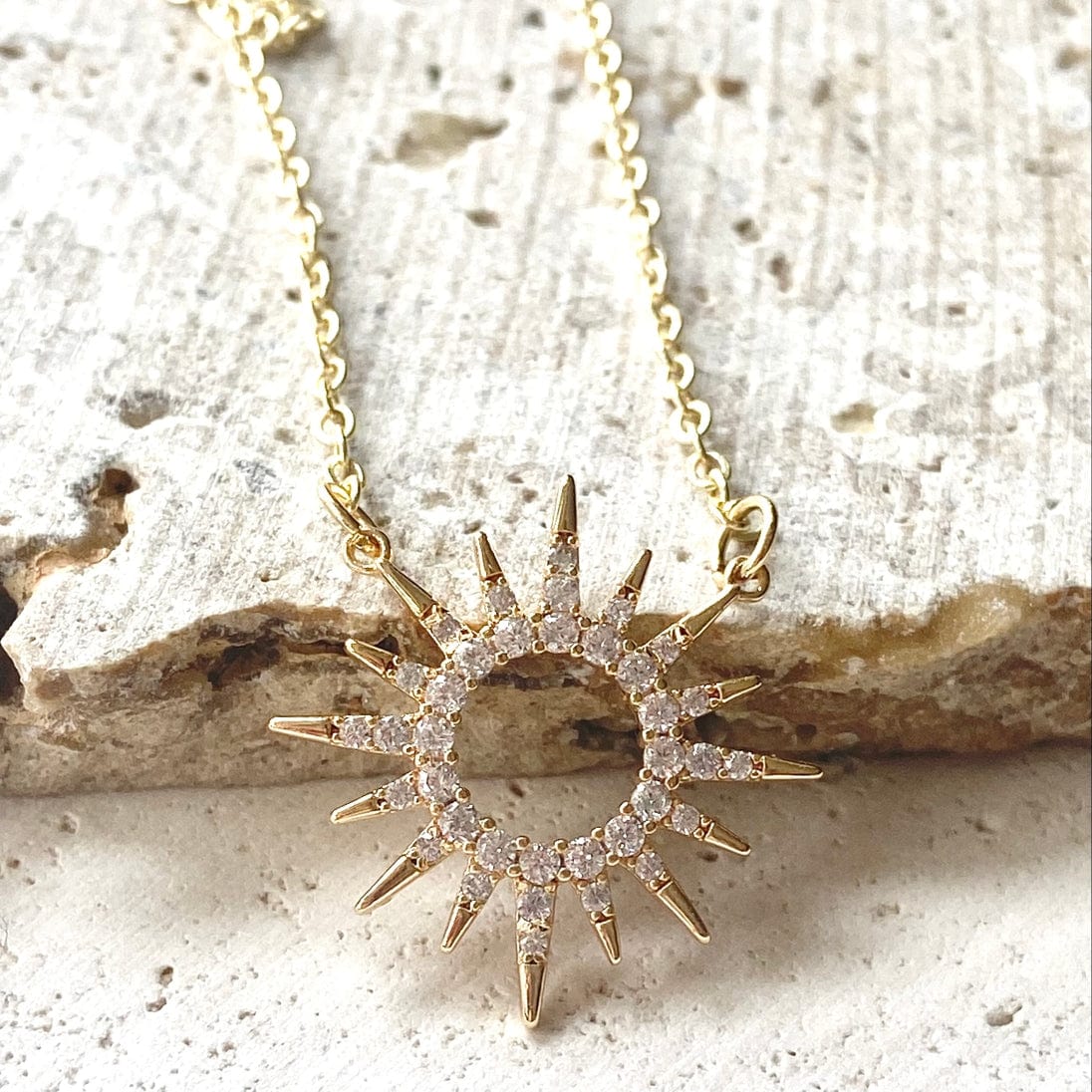 VB&CO Designs Handmade Jewelry Sun Celestial Necklace Minimalist Boutique Salon Jewelry Gold, 18” - Little Miss Muffin Children & Home