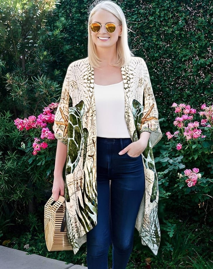Green-Multi Sea Turtle Kimono
