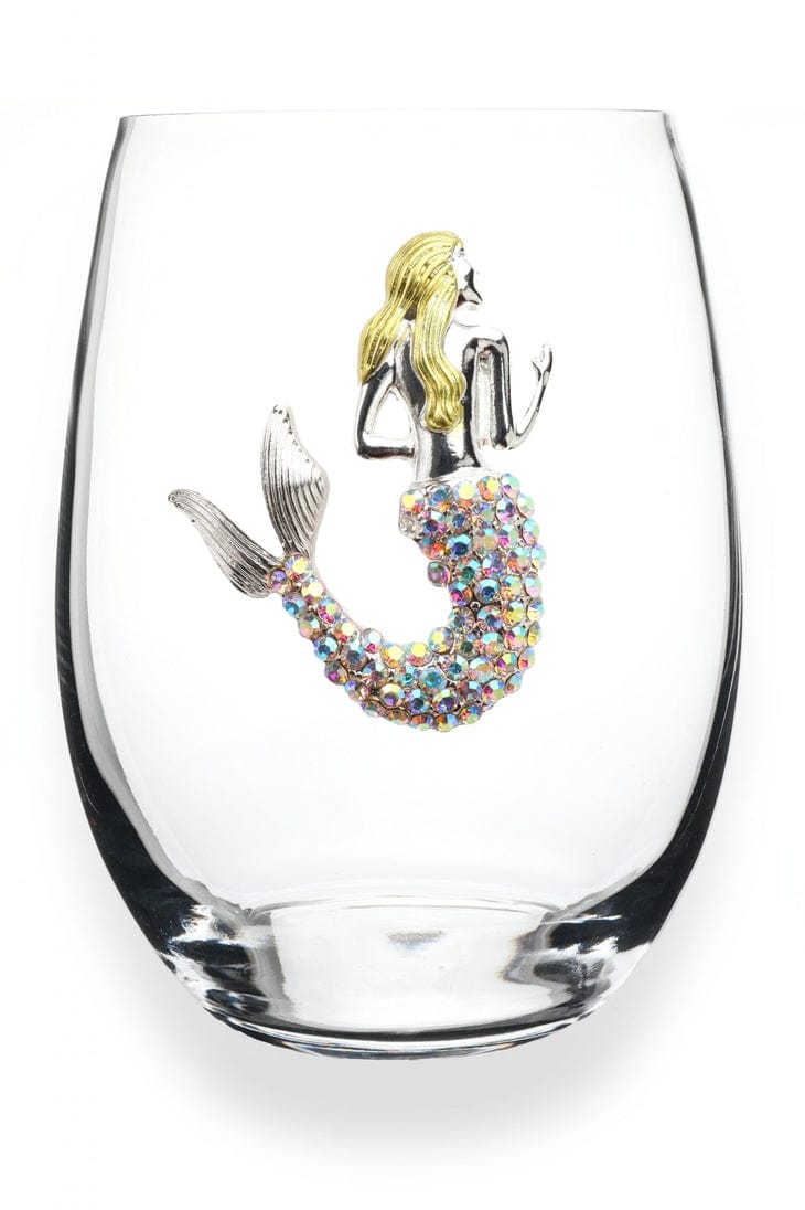 The Queens' Jewels® Aurora Borealis Mermaid Jeweled Stemless Wine Glass - Little Miss Muffin Children & Home