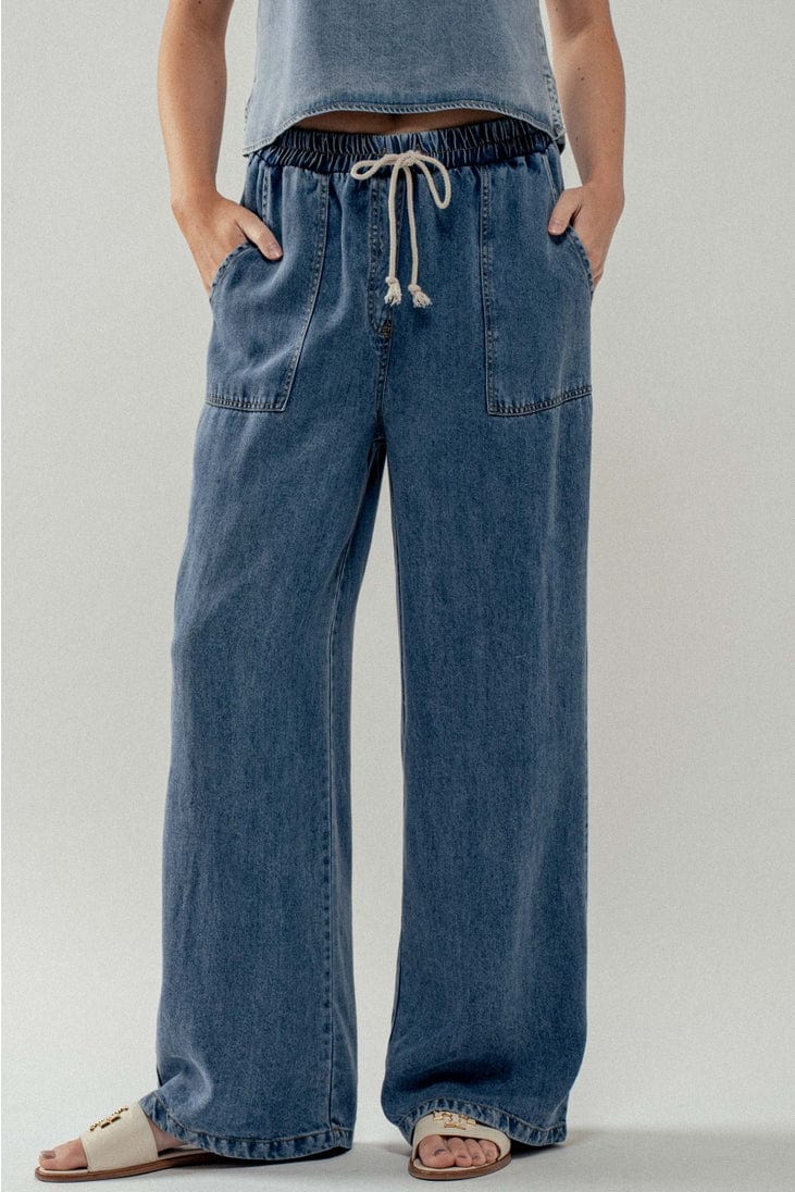 Urban Daizy Relaxed Drawstring Wide Leg Denim Pants - Little Miss Muffin Children & Home