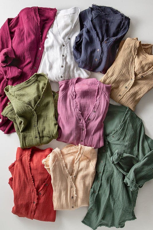 Fashion Week Fashion Week Frayed Hem Vintage Gauze Shirt - Little Miss Muffin Children & Home