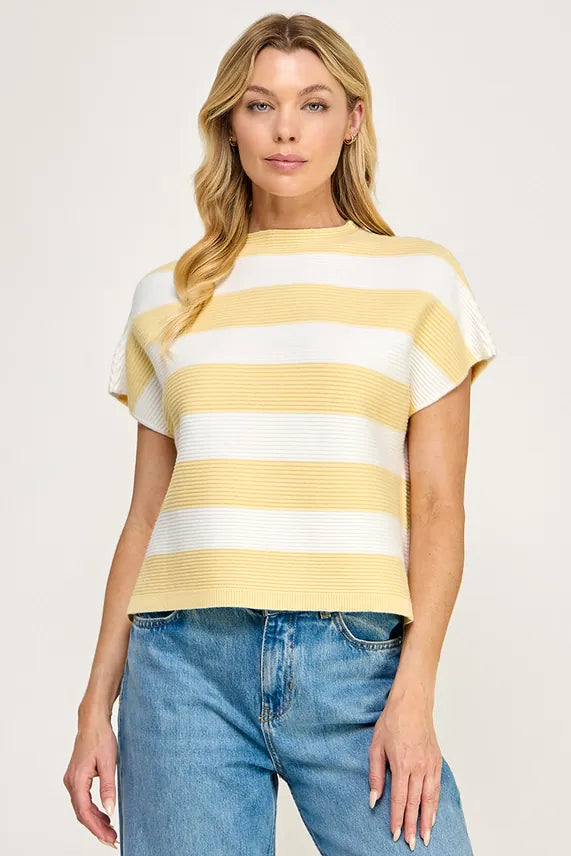 Butter Striped Soft Ribbed Knit Sweater