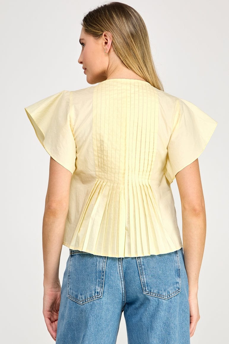 Ellison Ellison Flutter Sleeve Pintuck Pleated Front Top - Little Miss Muffin Children & Home