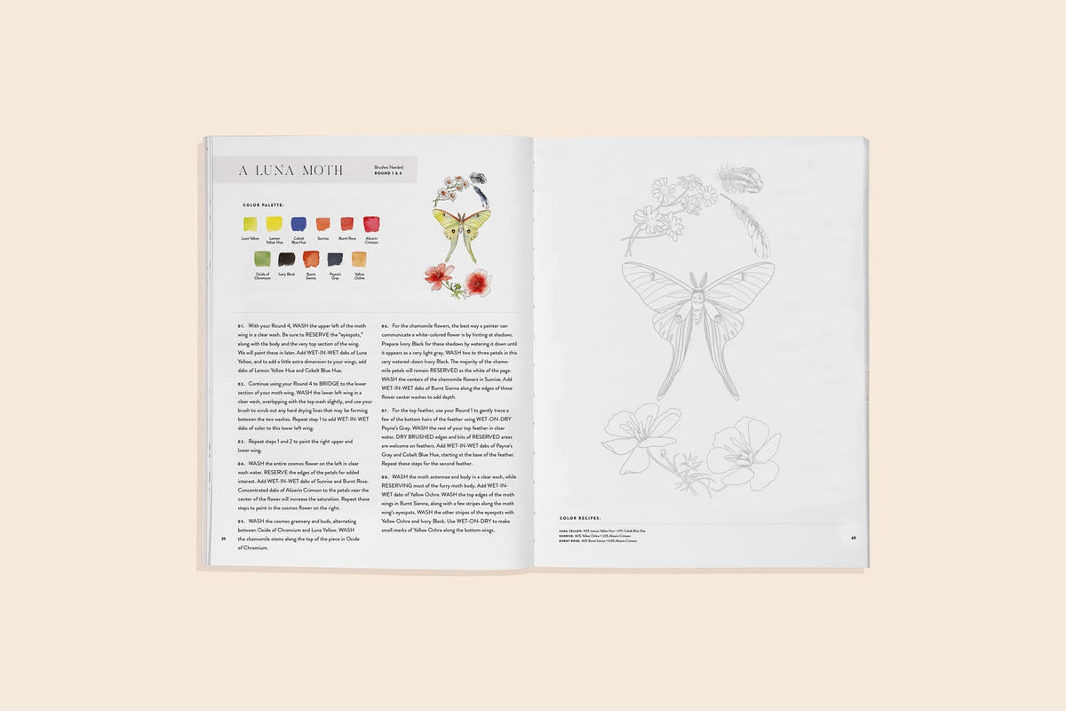Watercolor Workbook 2: Flowers, Feathers, & Animal Friends
