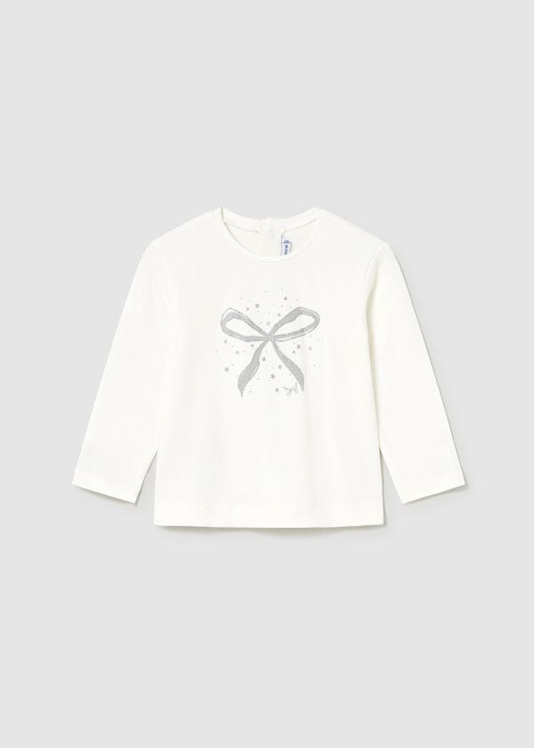 Mayoral Usa Inc Long Sleeve Bow T-Shirt in Cream - Little Miss Muffin Children & Home