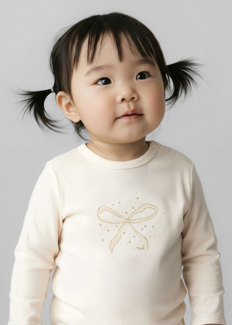 baby cream t shirt with holiday bow