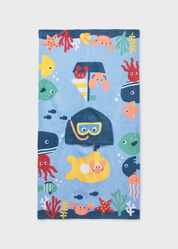 Mayoral Usa Inc Hooded Baby Beach Towel in Blue - Little Miss Muffin Children & Home