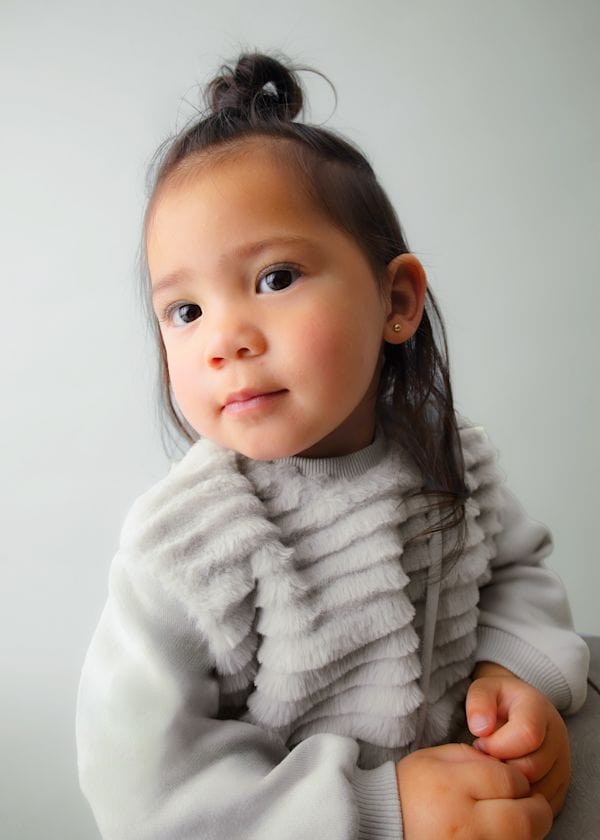 Mayoral Usa Inc Faux Fur Dress with Teddy Bear Purse in Pearl - Little Miss Muffin Children & Home