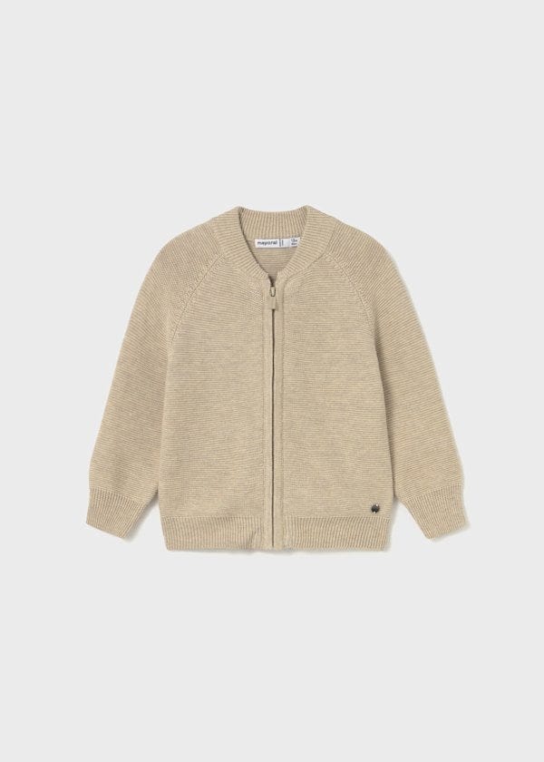 Mayoral Usa Inc Zip Up Cardigan in Heather Beige - Little Miss Muffin Children & Home