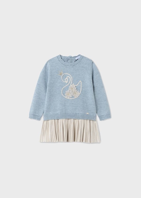 Mayoral Knit Dress with Swan Applique