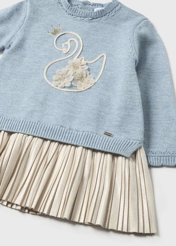 Mayoral Knit Dress with Swan Applique Mayoral Knit Dress with Swan Applique
