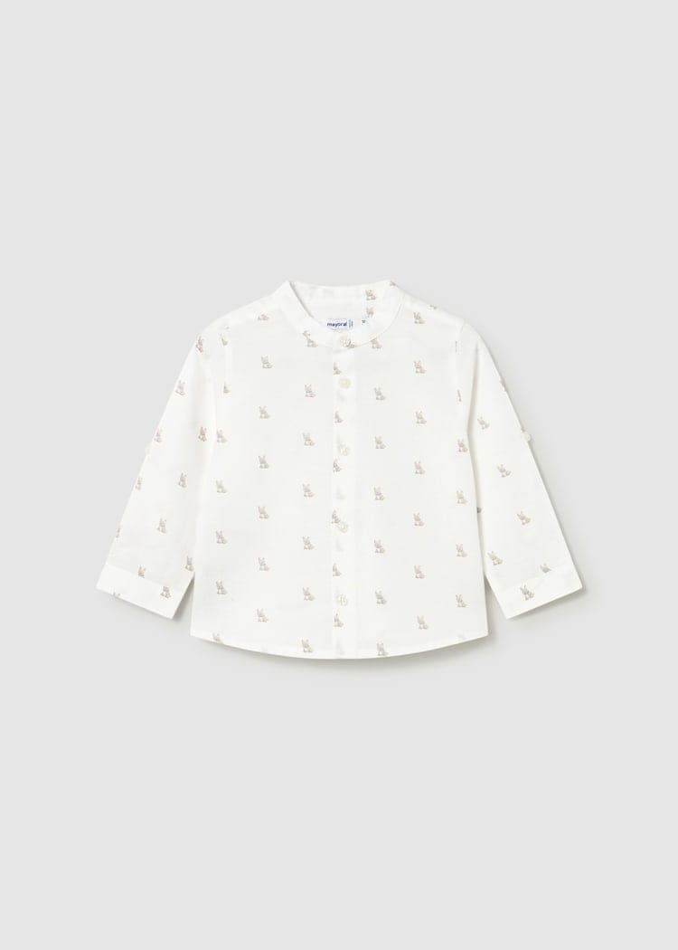 Linen Mandarin Collar Button Down Shirt