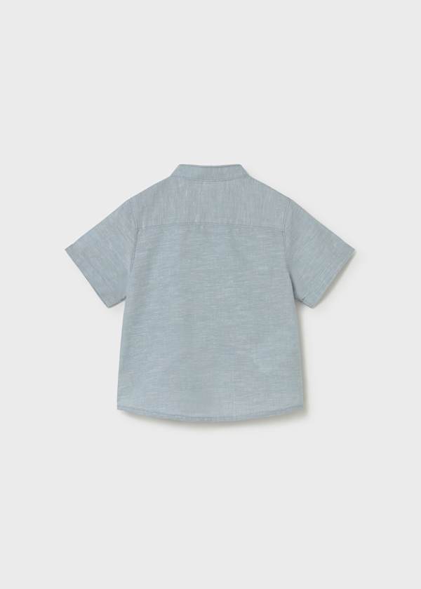 Mandarin Collar Linen Button Down Shirt in Jade