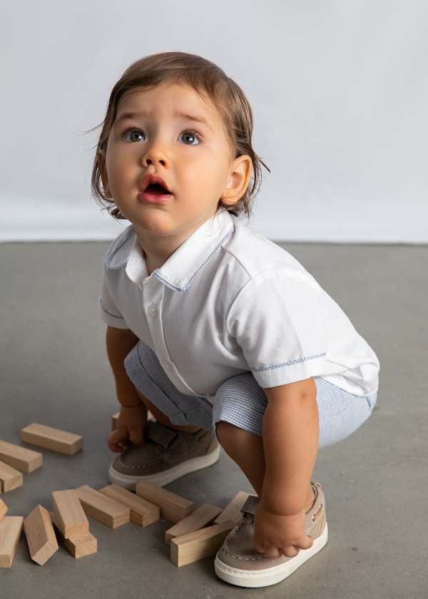 Mayoral Usa Inc Button Up Shirt & Linen Shorts Set in Capri - Little Miss Muffin Children & Home