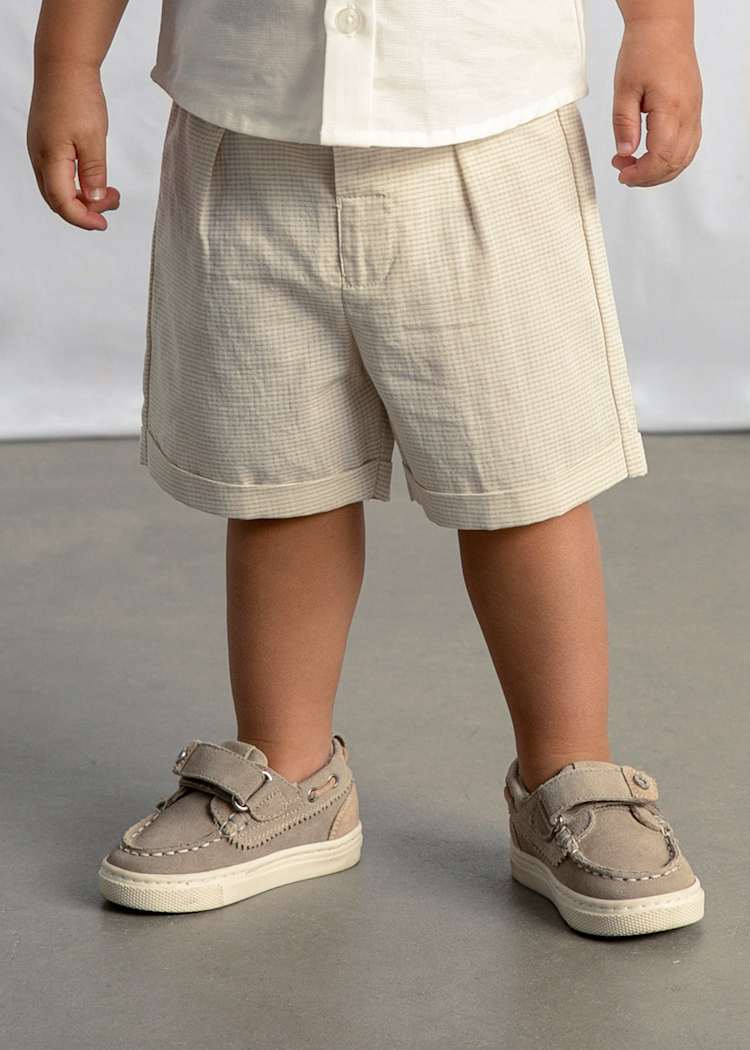 Button Up Shirt & Linen Shorts Set in Oat
