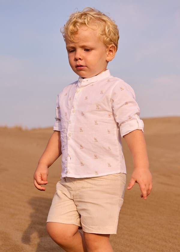 Linen Shorts in Mixed Oat