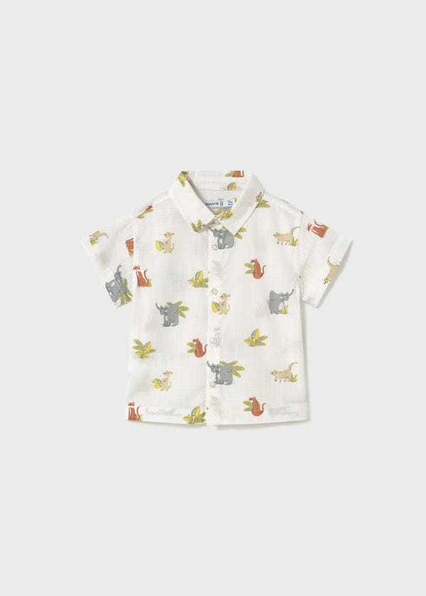 Mayoral Usa Inc Mayoral Short Sleeve Printed Button Down Shirt - Little Miss Muffin Children & Home