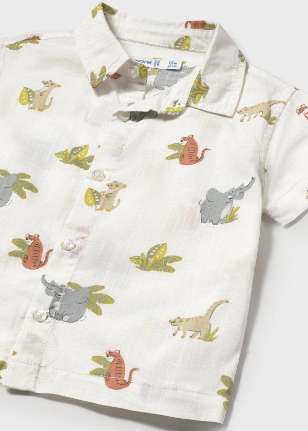 Mayoral Usa Inc Mayoral Short Sleeve Printed Button Down Shirt - Little Miss Muffin Children & Home