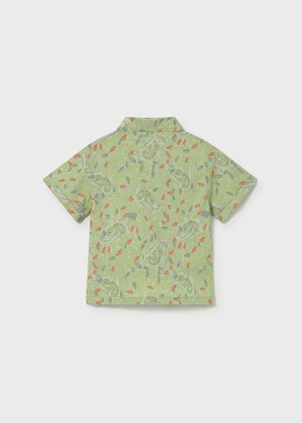 Chameleon Print Button Up Shirt in Matcha