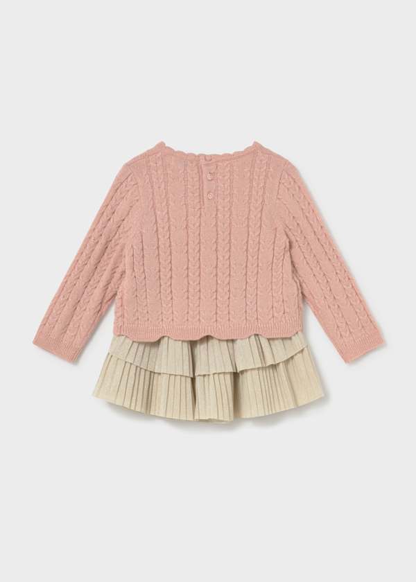 2-Piece Tiered Pleated Skirt & Sweater Set
