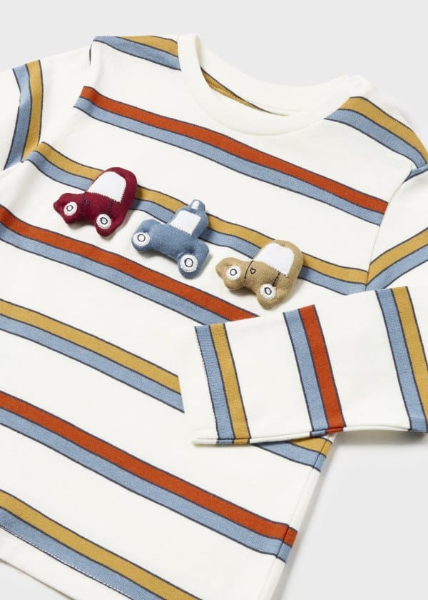 Mayoral Usa Inc Mayoral Long Sleeve Striped T-Shirt with Cars - Little Miss Muffin Children & Home