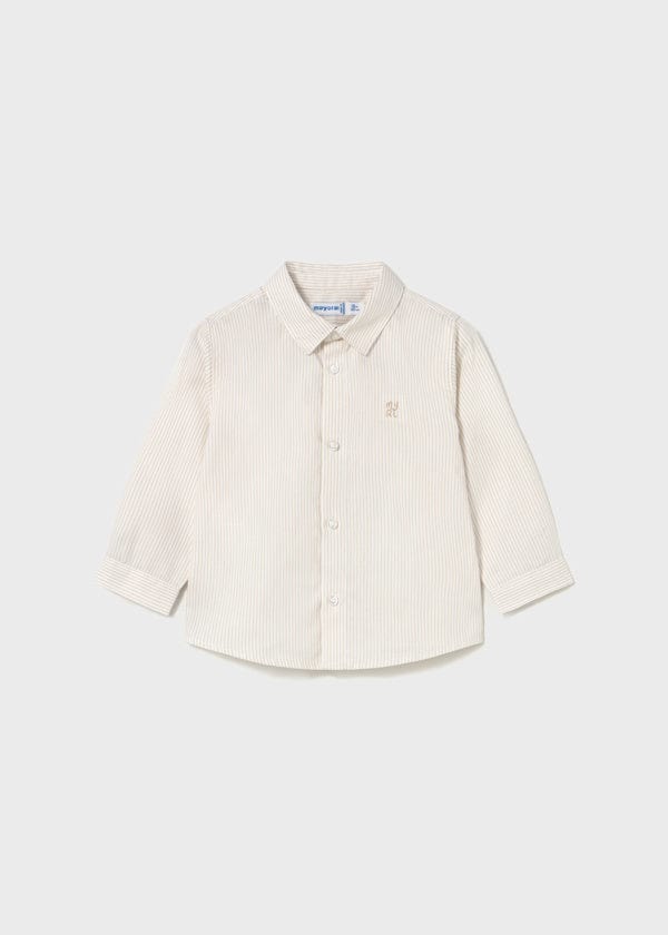 boys tan striped button up