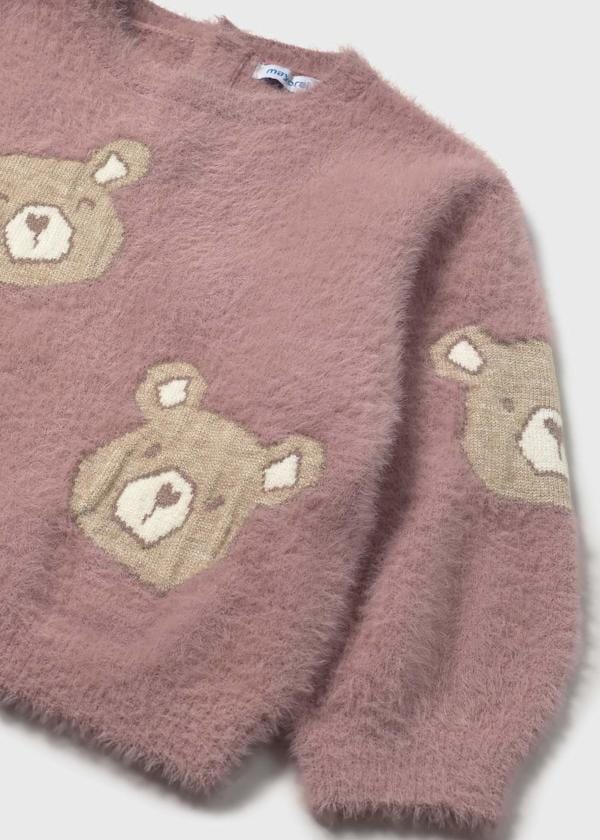 Mayoral Usa Inc Faux Fur Teddy Bear Sweater in Orchid - Little Miss Muffin Children & Home