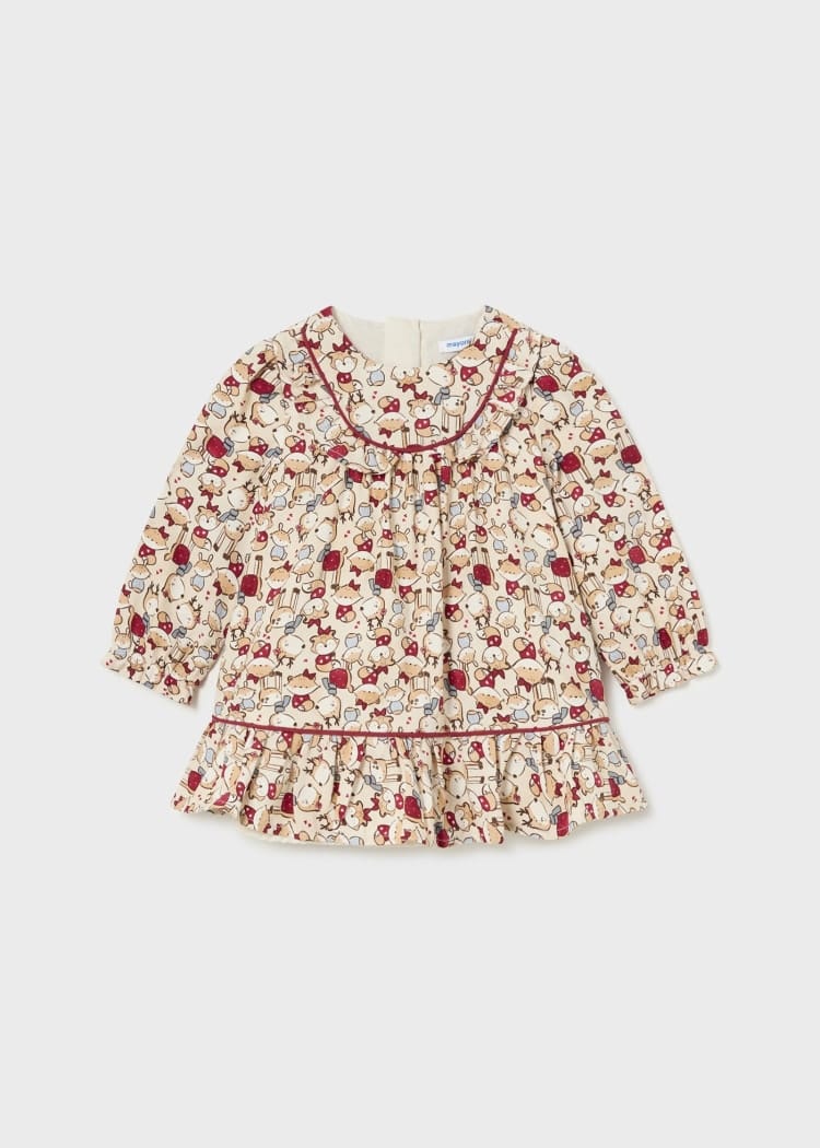 Mayoral Usa Inc Mayoral Drop Waist Print Dress for Baby in Tomato - Little Miss Muffin Children & Home