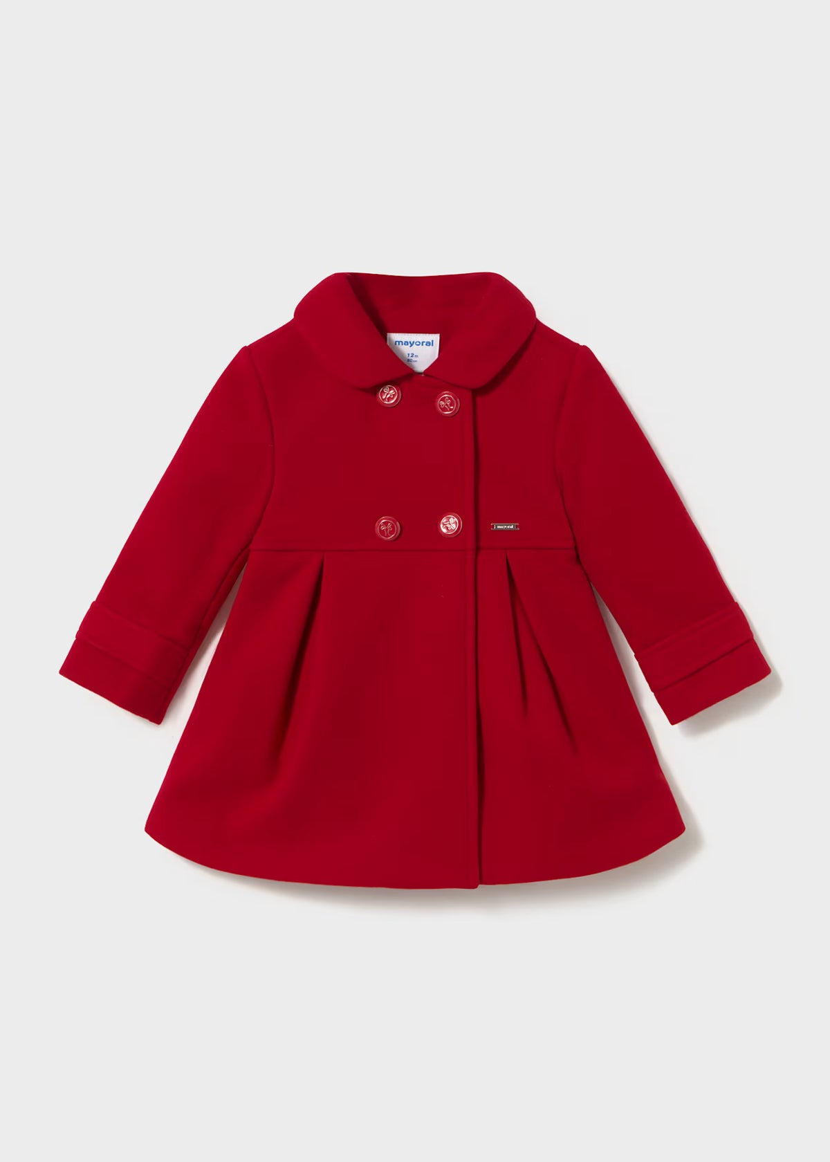 Double Breasted Pleated Wool Coat, 2 Colors Available