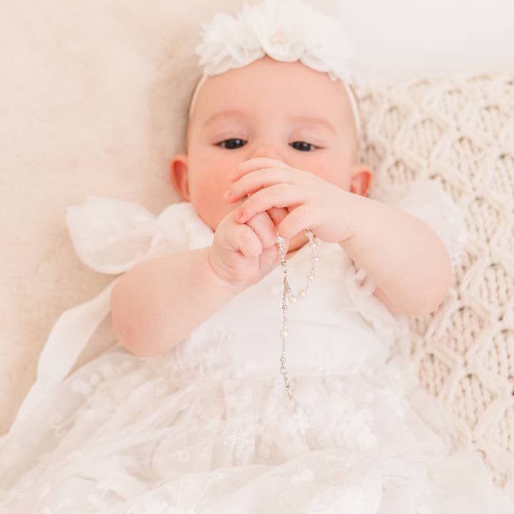 sterling silver rosary bracelet for baby