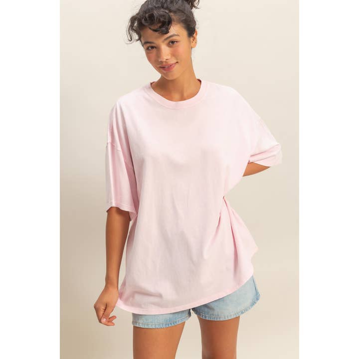 Double Zero Oversized Short Sleeve T-Shirt in Soft Pink - Little Miss Muffin Children & Home