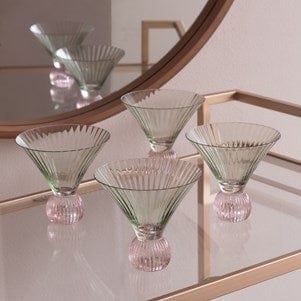 Beatriz Ball Beatriz Ball Glass Venice Martini Set of 4, Green & Pink - Little Miss Muffin Children & Home