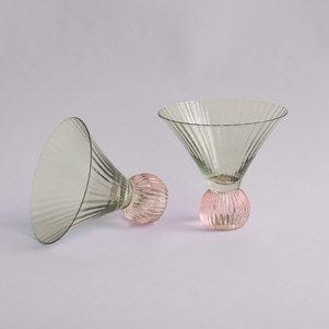Beatriz Ball Beatriz Ball Glass Venice Martini Set of 4, Green & Pink - Little Miss Muffin Children & Home