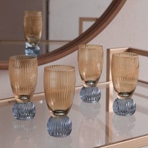 Beatriz Ball Beatriz Ball Glass Venice Shot Glass Set of 4, Amber & Blue - Little Miss Muffin Children & Home