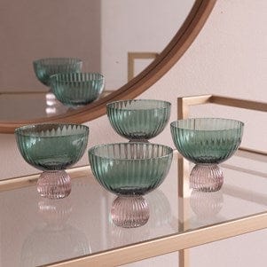 Beatriz Ball Beatriz Ball Glass Venice Coup Set of 4, Green & Lavender - Little Miss Muffin Children & Home