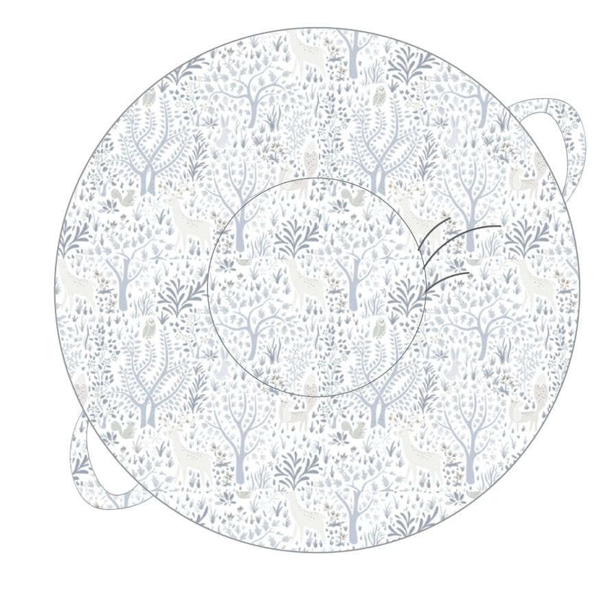 Goosewaddle + Pello Goosewaddle + Pello 34" Diameter Round Floor Pillow Cushion, Riley Jr Woodland & Silver - Little Miss Muffin Children & Home