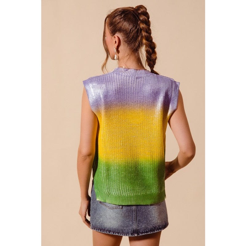 Ive Ive Metallic Ombre Mardi Gras Sleeveless Sweater - Little Miss Muffin Children & Home