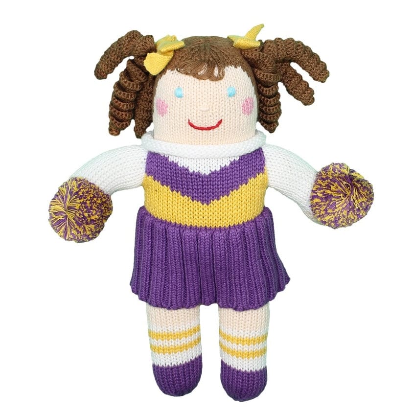 purple and gold plush doll