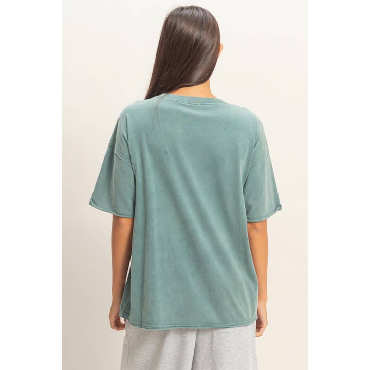 Double Zero Boxy Crew Neck T-Shirt in Dark Teal - Little Miss Muffin Children & Home