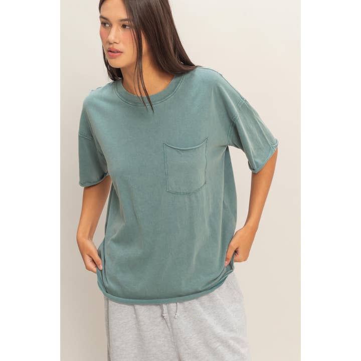 Double Zero Boxy Crew Neck T-Shirt in Dark Teal - Little Miss Muffin Children & Home